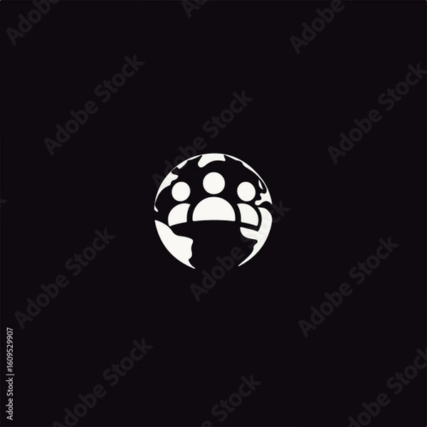 Fototapeta Minimal Globe Community Icon Vector