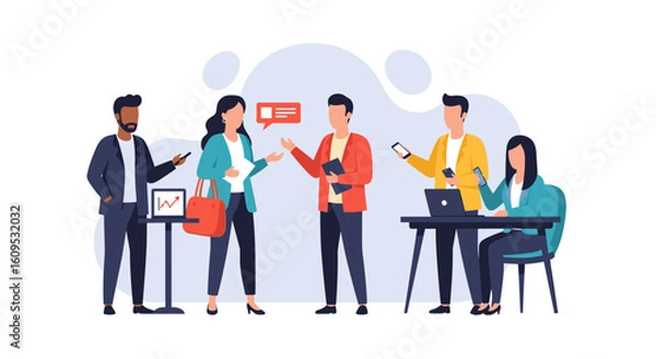 Fototapeta Diverse business team collaborating, ideal for website banners or presentations.