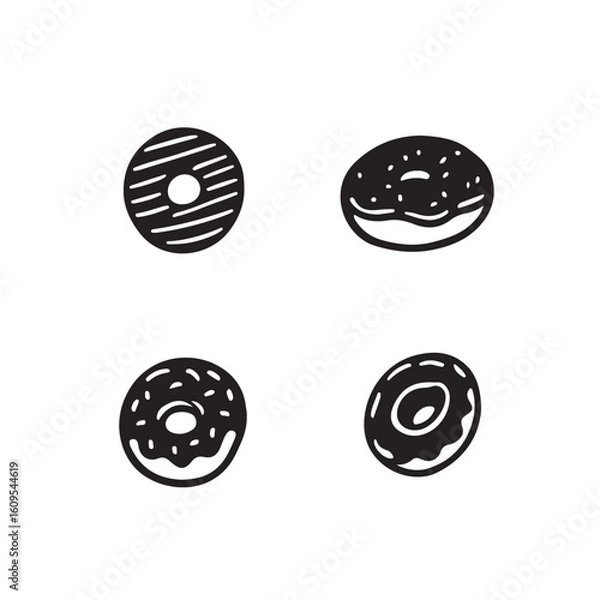 Obraz doodle hand drawn DONUT, sweet vector,donut silhouette