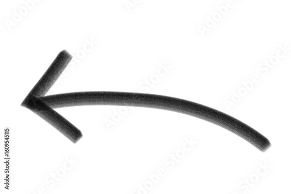 Fototapeta Hand-drawn Black Marker Arrow Isolated on a Transparent Background, Grunge Hand painted arrow drawn with ink brush. Png clipart isolated on transparent background, curved