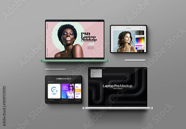 Obraz Laptop and Tablet Mockup – Set (6 Objects)
