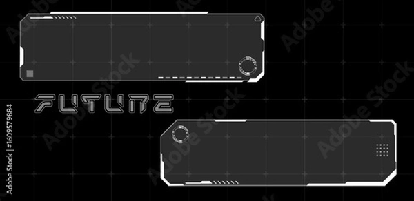 Fototapeta Set White Futuristic HUD text box frames vector illustration