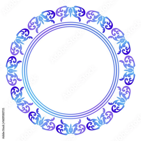 Fototapeta blue round frame Ornate circle. Ornate circle - Illustration.Circular patterns Collection.Closed Circle with Watermelon Border