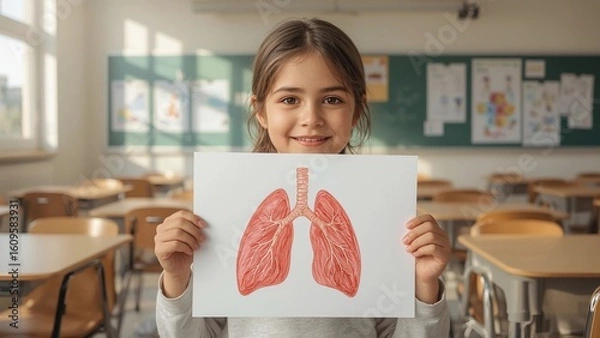 Obraz Child Promoting Lung Health Awareness