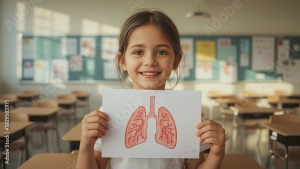 Obraz Child Promoting Lung Health Awareness