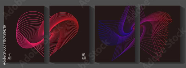 Obraz ハートと星の背景セット