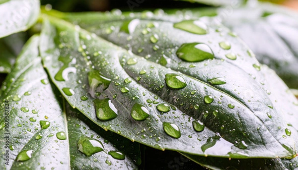 Obraz green leaf with water drops