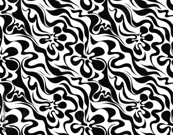 Fototapeta Seamless zebra and flowers pattern. Textile print pattern design.