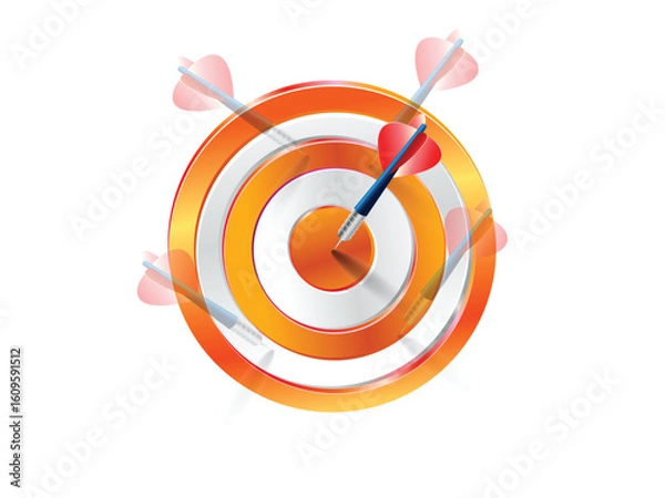 Obraz Peopley show target only target not strategy Concept Dart Board Colored Arrow Hit The Target From Clipping