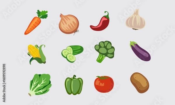 Fototapeta set of vegetables isolated