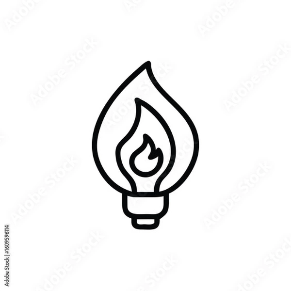 Obraz Outline a flame inside a light bulb on fire energy