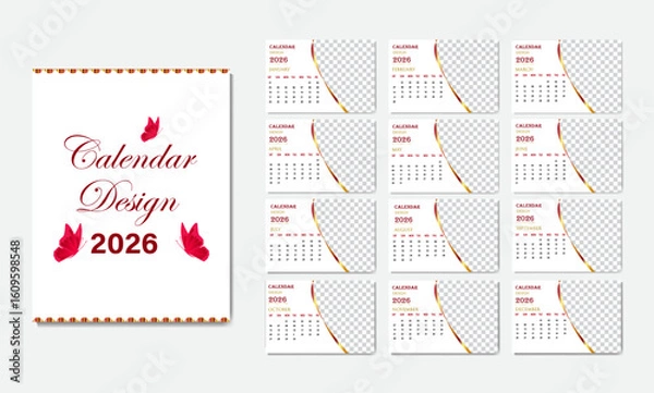 Obraz Modern Simple and Clean Calendar Design Template.