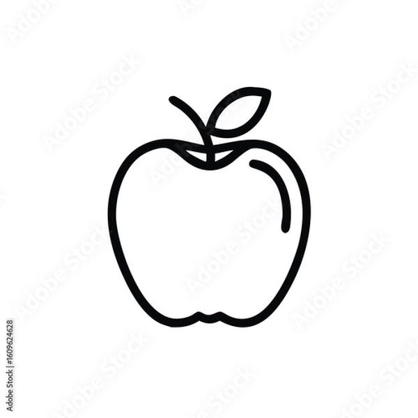 Obraz Outline apple icon on stack books graphic education knowledge