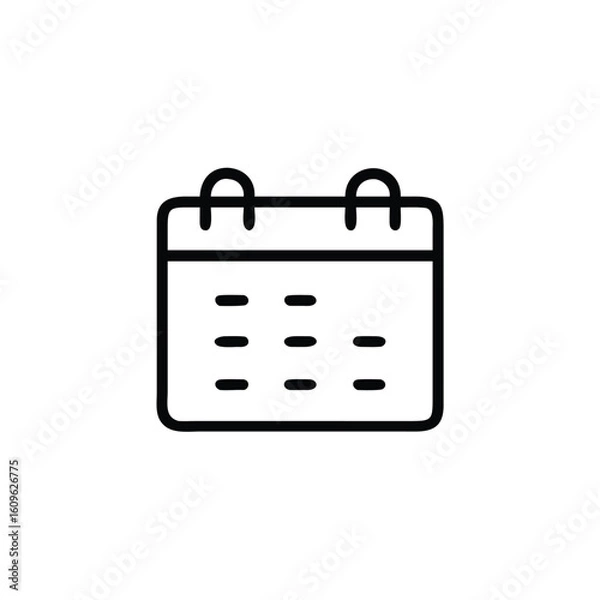 Fototapeta Outline icon a calendar with spiral binding rows dots vector