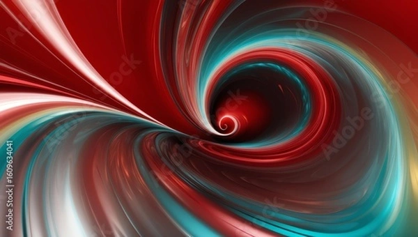 Fototapeta Abstract glassy combination of red and colorful gradient wave background