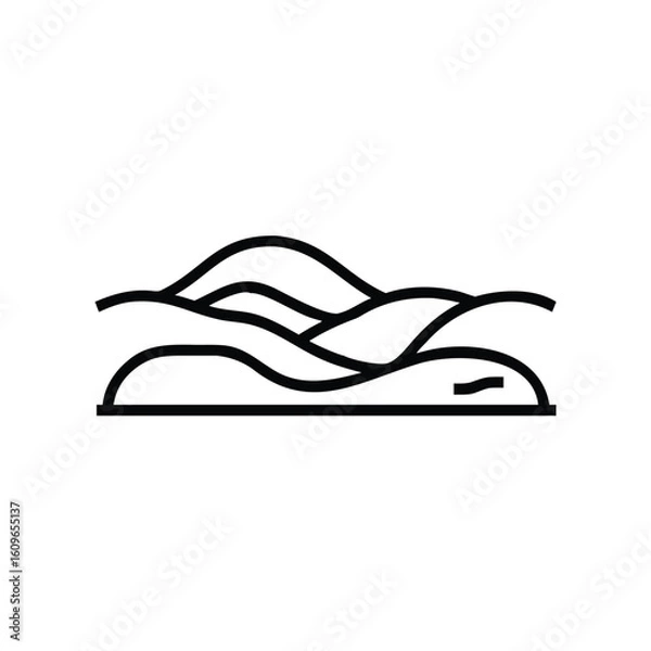 Fototapeta Outline graphic rolling hills landscape with a solid ground line nature