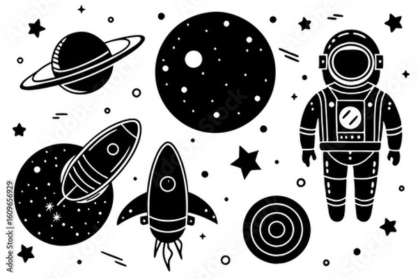 Obraz Galaxy and Planet Vector Background for Space Page Illustration