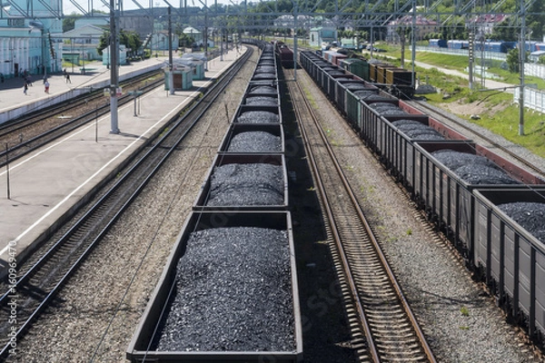 Obraz Railroad train with coal