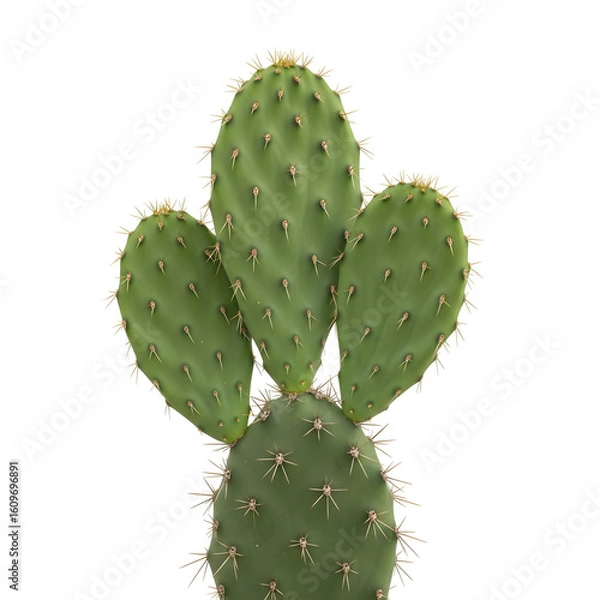 Fototapeta Prickly pear cactus against black background