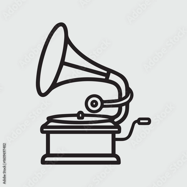 Obraz retro gramophone vinyl ready vector illustration