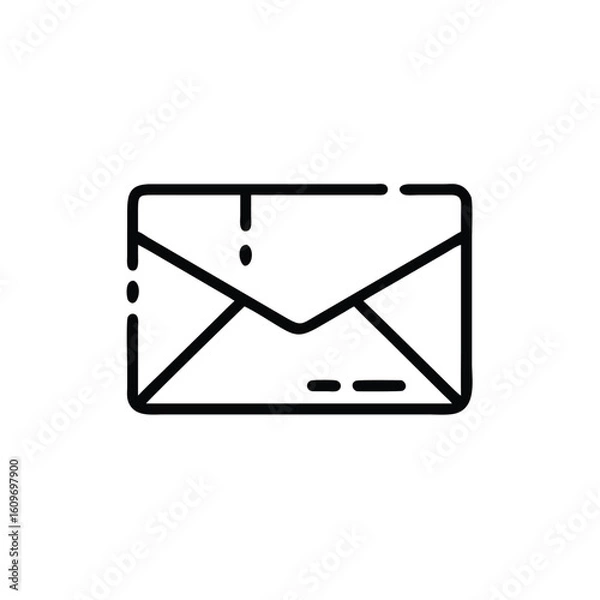 Obraz Outline an open envelope with dashed lines dots mail letter