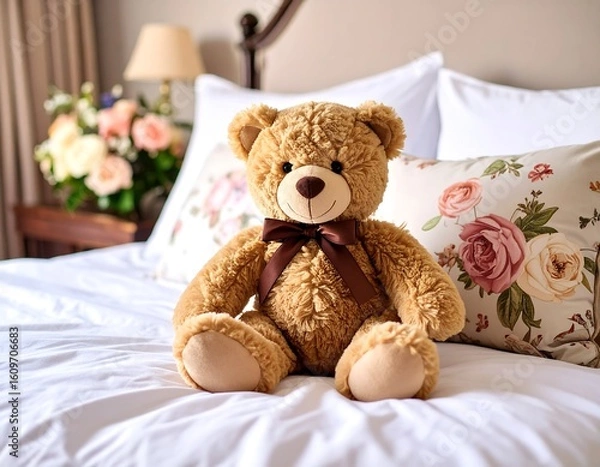 Obraz Teddy bear on a bed