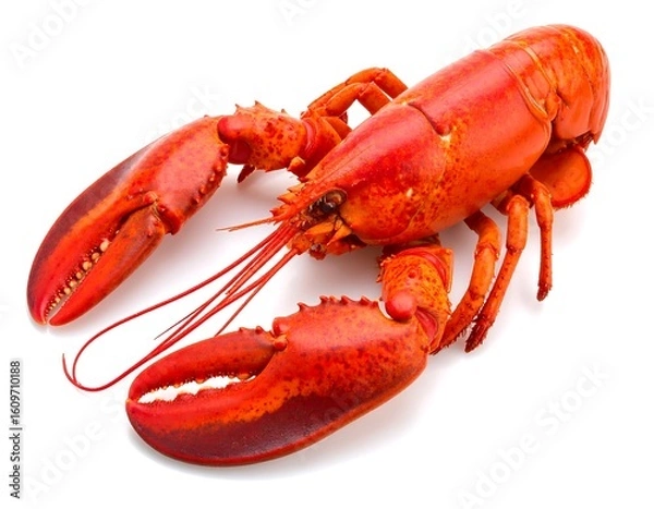Fototapeta Vibrant red lobster on white background