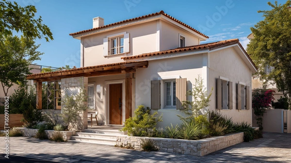 Obraz 南欧風の外観の新築住宅