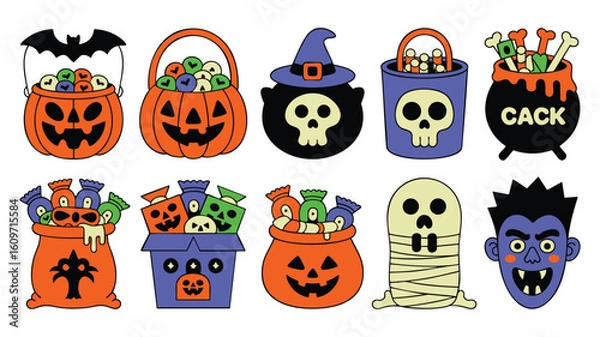 Fototapeta Spooky Season 12 Halloween Treat Bags Characters