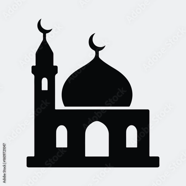 Fototapeta Silhouette mosque islamic building religion architecture vector illustration