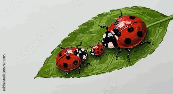 Fototapeta Ladybugs on a Leaf