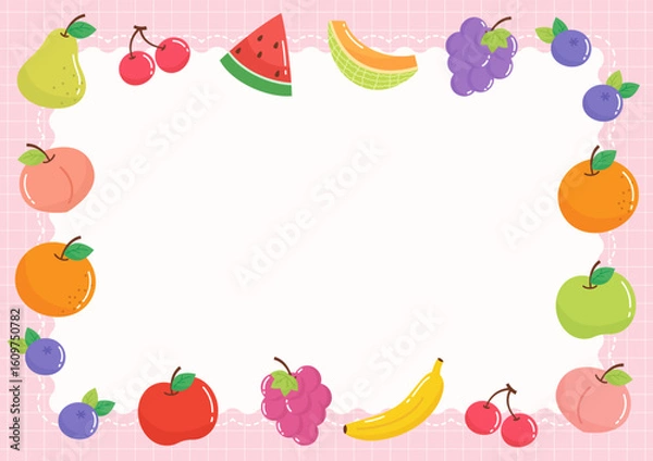 Obraz cute mixed fruit party frame 2