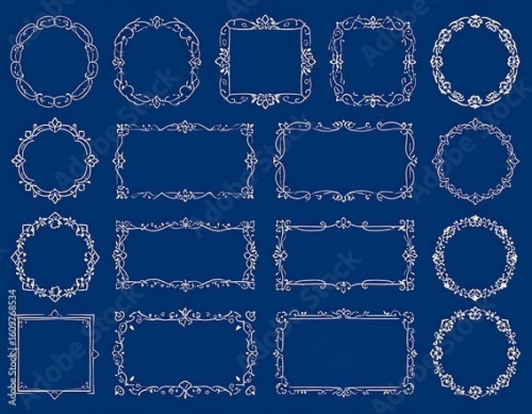 Fototapeta Collection of decorative frames in various shapes