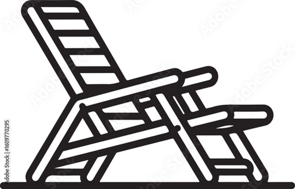 Obraz Sunbathing Chair Line Art – Coastal Resort Furniture Icon Illustration