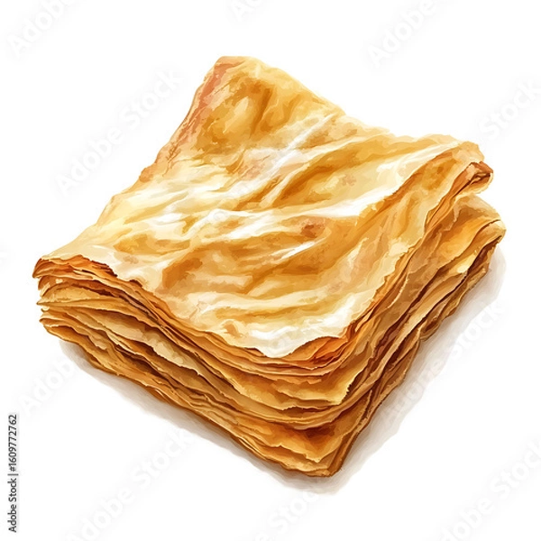 Obraz Stack of Golden, Flaky Pastry Sheets
