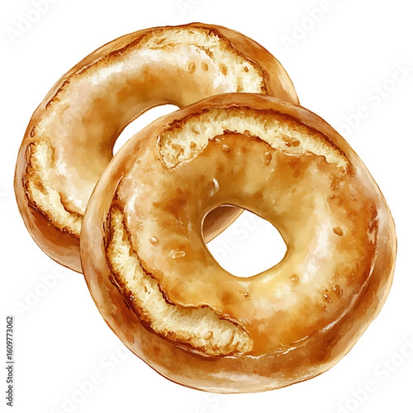 Obraz Two Glazed Donuts with Golden-Brown Texture