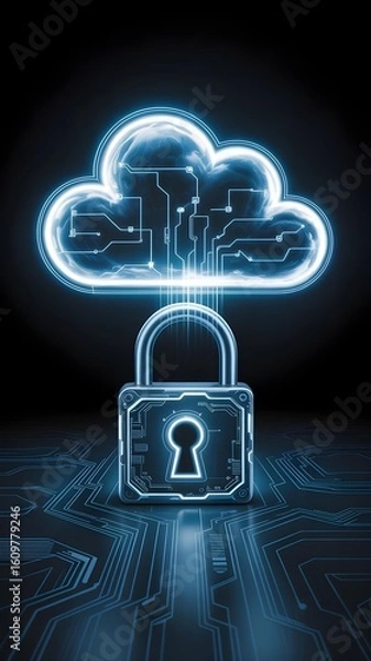 Fototapeta Modern illustration of a secure cloud storage system