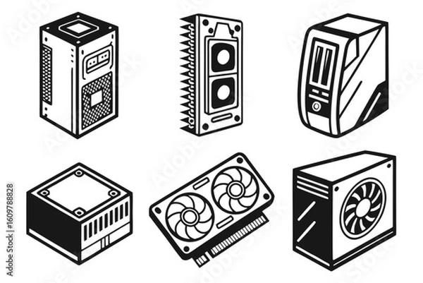 Fototapeta Computer Hardware Components Collection Isometric Icons.