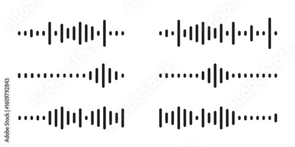 Obraz Abstract Sound Waveforms: Modern Minimalist Audio Visualizer Graphics Set Vector.