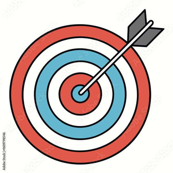 Obraz Red blue white concentric circles with arrow target bullseye