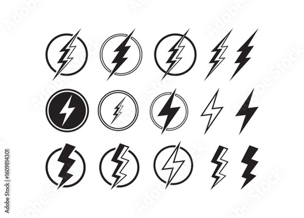 Fototapeta Lightning Bolt, Lightning Bolt vector bundle, Lightning Bolt clipart, Lightning Bolt silhouette.	
