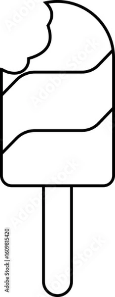 Fototapeta Popsicle outline icon. Ice cream icon clipart with popsicle sticks isolated on transparent background. Vector element for minimal summer design, sweet snack illustration or logo.
