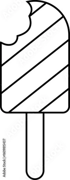 Fototapeta Popsicle outline icon. Ice cream icon clipart with popsicle sticks isolated on transparent background. Vector element for minimal summer design, sweet snack illustration or logo.