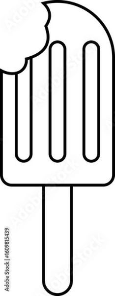 Fototapeta Popsicle outline icon. Ice cream icon clipart with popsicle sticks isolated on transparent background. Vector element for minimal summer design, sweet snack illustration or logo.