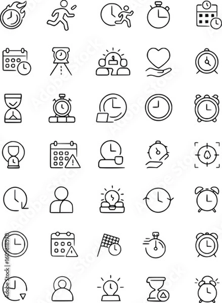Fototapeta Collection of Time Management and Scheduling Icons Representing Concepts of Time new 2025 trendy