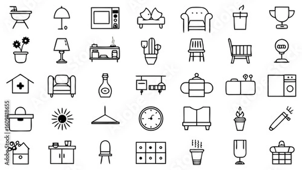 Fototapeta Minimalist House Icons Vector Grid 