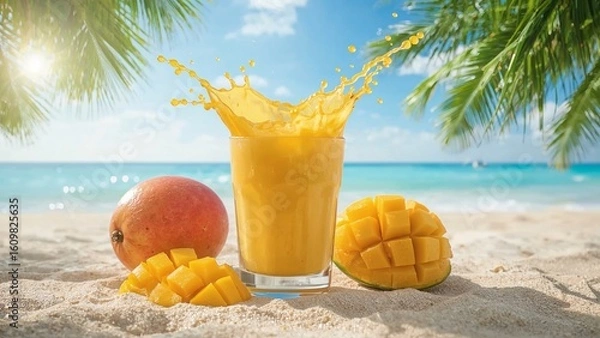 Obraz mango cocktail on the beach