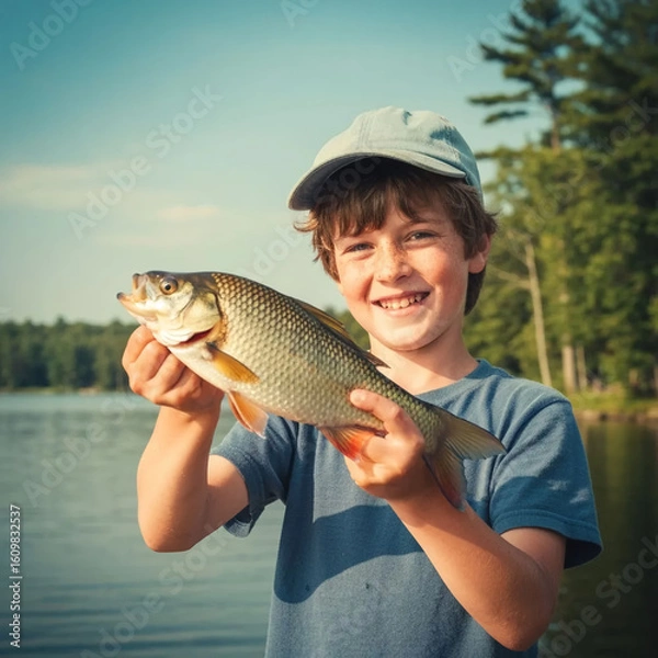Obraz young man fishing