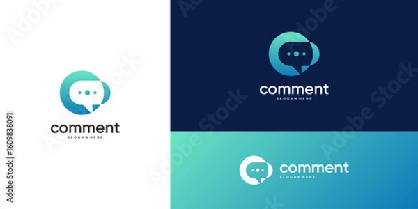 Obraz Bubble chat and letter C logo design ideas. Unique vector communication based icon template.