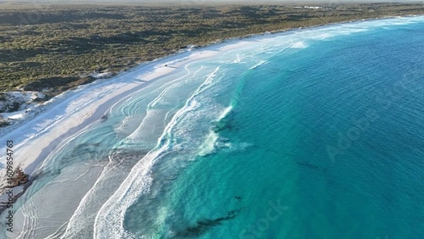 Obraz Aerial drone view of John Cove Beach/ Bremer Beach in Bremer Bay, Western Australia
